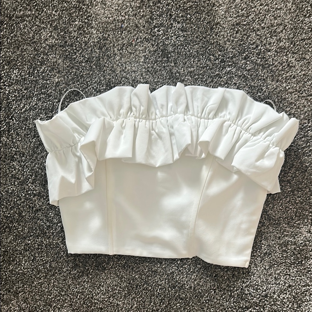 Elegant White Ruffle Tube Top